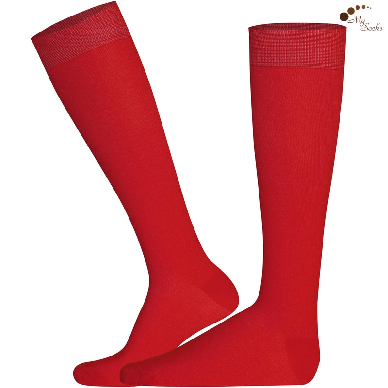 Mysocks جوارب ميسوكز حمراء عالية الركبة للنساء والرجال من القطن الممشط بدون كعب طويل، أحمر، 8-11 - Image 3